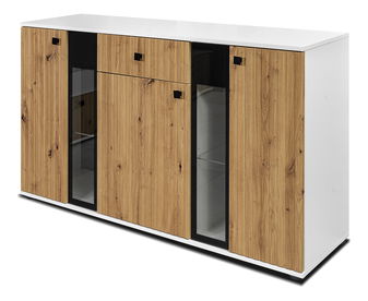 Komoda Saul (dub artisan + biela) (bez osvetlenia)