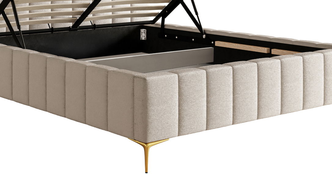 Franciaágy 180 cm Sheldona 180 (ágyráccsal) (tárolóhellyel) (oliva + arany)