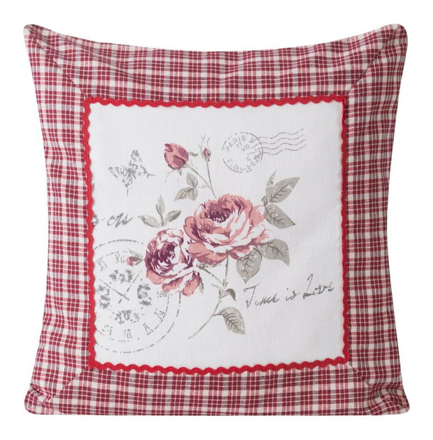 Dekoratív párna 40x40 cm Rose (piros + törtfehér)