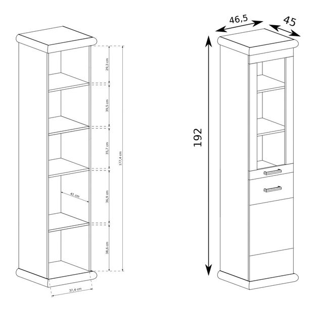Vitrina Kenny 04 (s LED rasvjetom) (craft bijela + craft zlatni)