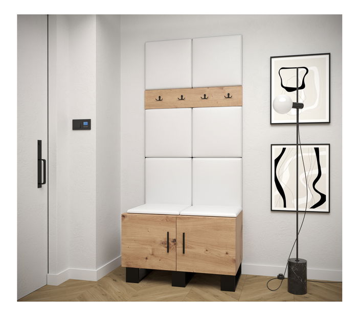 Set mobilier pentru hol Amanda 4 (Stejar artisan + Alb)