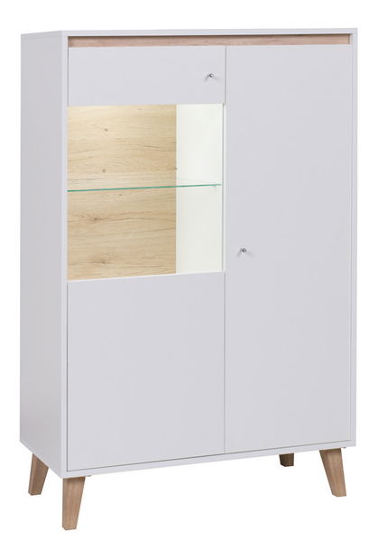 Vitrina Ovio WIT90 (bijela mat + hrast san remo svijetli)