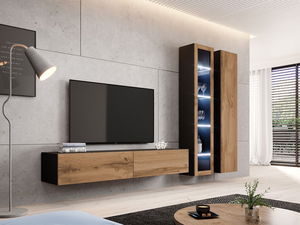 Namještaj za dnevni boravak Ziggy III (crna + wotan)