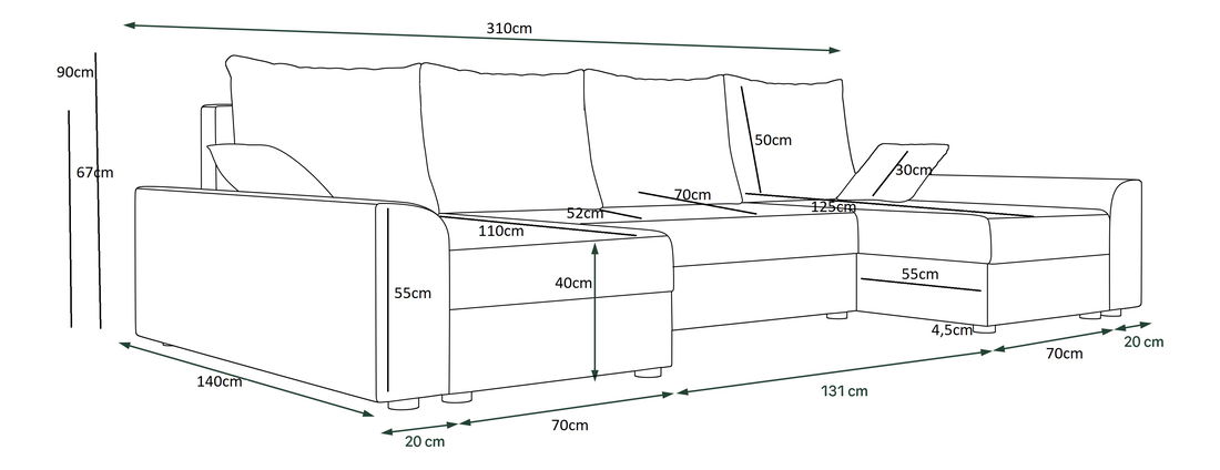 Rohová sedacia súprava U Destiny U (tmavohnedá + hnedá)