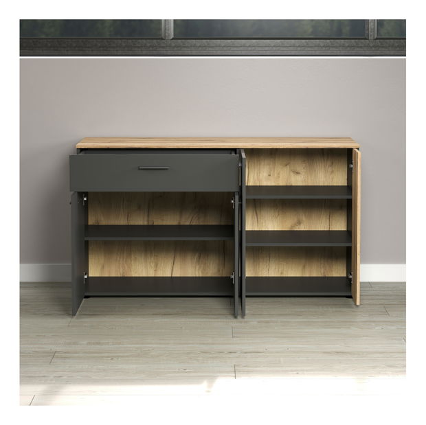 Komoda Esferas 2 (grafit + hrast evoke) 