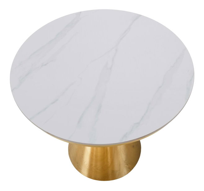 Masă sufragerie Greys 1 (auriu + marmură albă) (pentru 4 persoane)