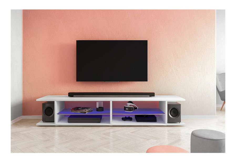 Masă TV Monty 137 (cu iluminat) (alb)