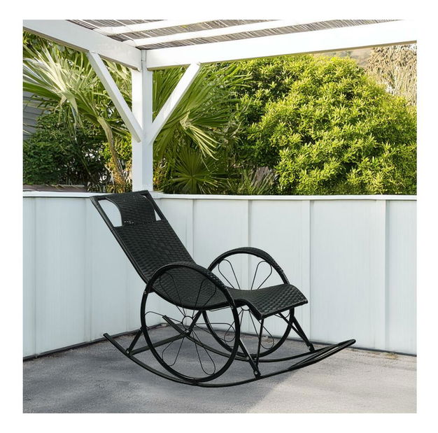 Fotoliu balansoar Rokefeler (ratan + negru)