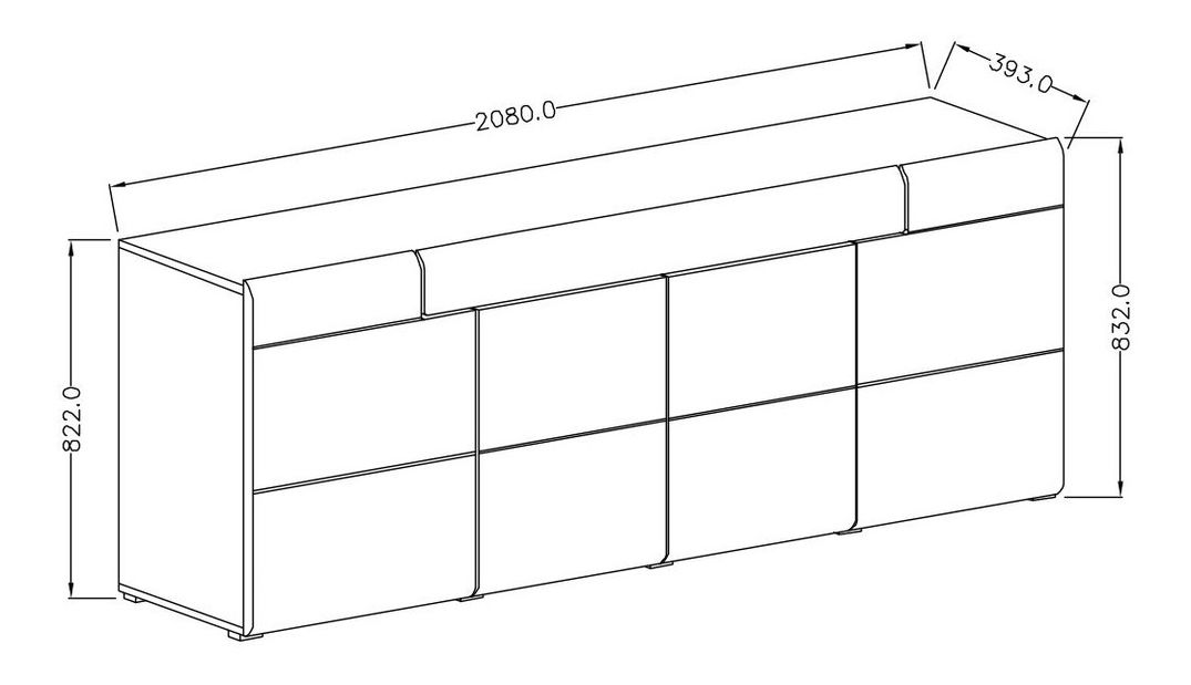 Komód Tamie Typ 25 (sötétszürke + tölgy)