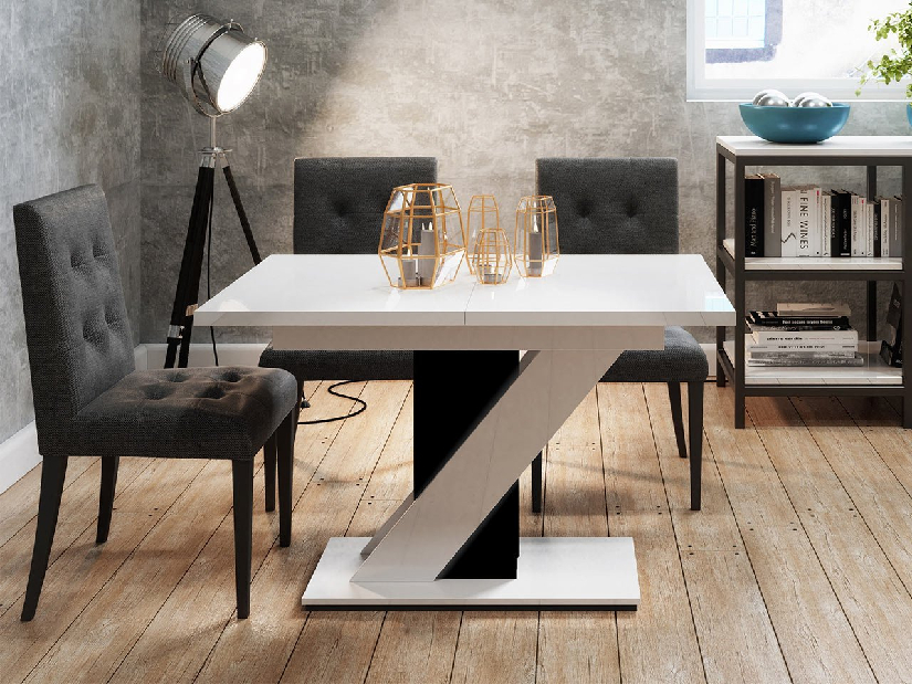 Blagovaonski stol Eksuper (crni sjaj + bijeli sjaj) *rasprodaja