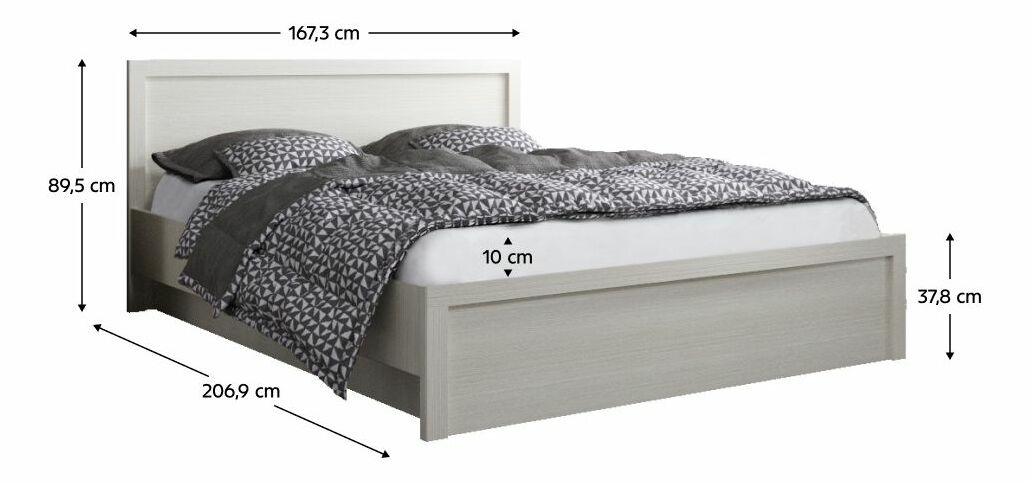 Bračni krevet 160 JESS (bijela) (s podnicom)