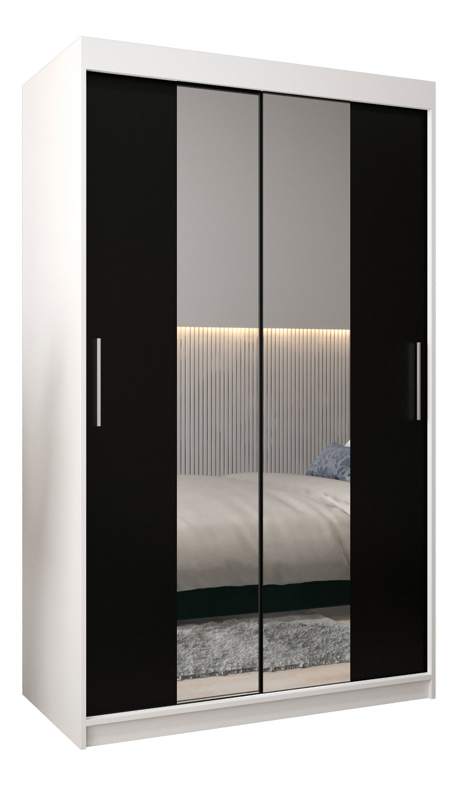 Ruhásszekrény 120 cm Toki 1 (matt fekete + matt fekete)