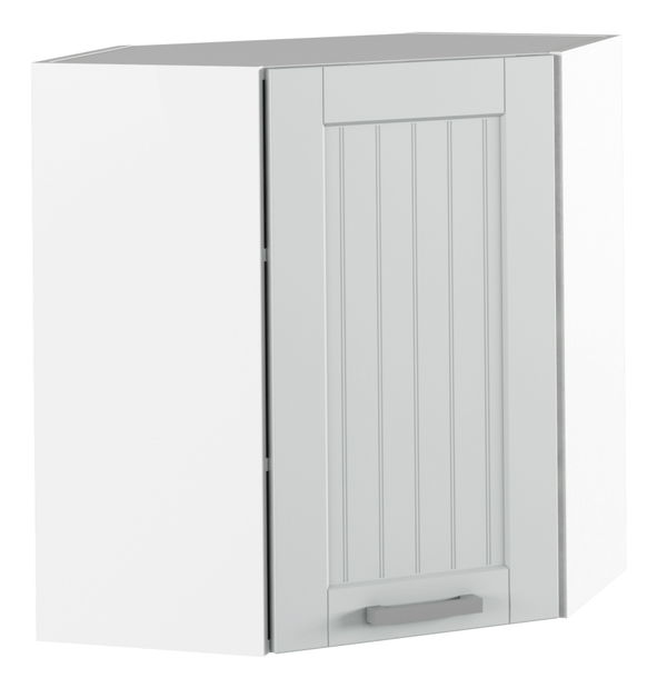 Rohová horná kuchynská skrinka Janne Typ 10 (svetlosivá + biela)