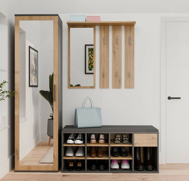 Cipőtároló Telos 1 (antracit + artisan tölgy)