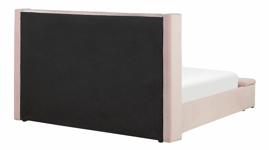 Pat matrimonial 160 cm NAIROBI (textil) (roz deschis) (cu somieră)