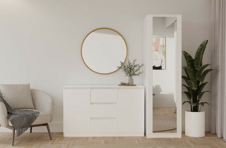 Šatníková skriňa Musecalo 2 (biela) (so zrkadlom)