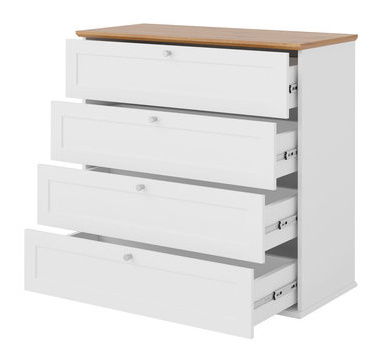 Comodă Fritz 4SZ (alb + Stejar lefkas)