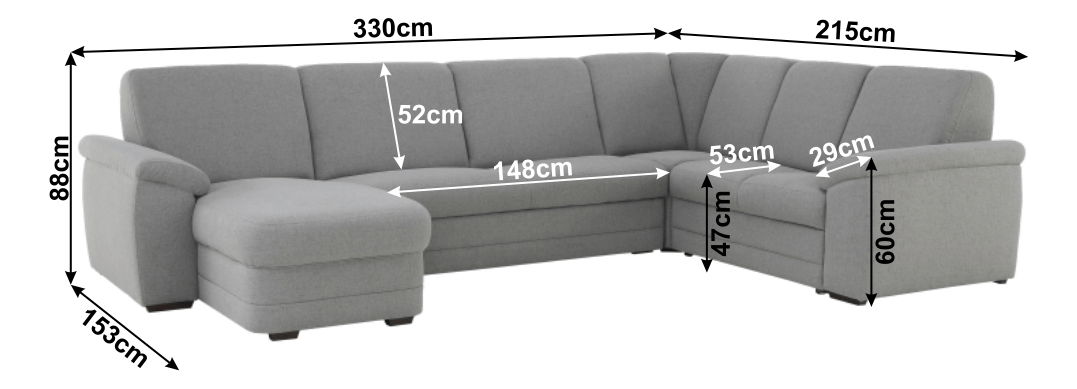 Rohová sedačka U Britella U (L) (sivá)