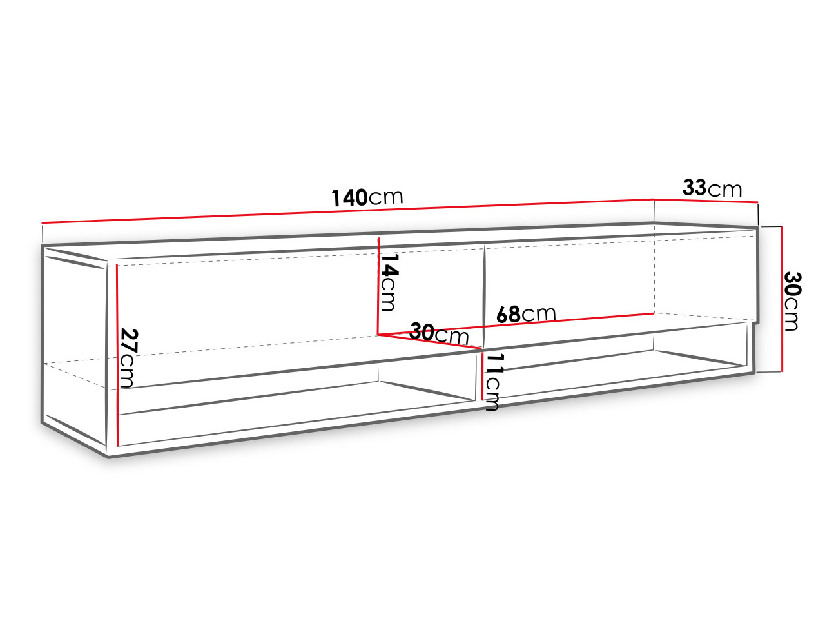 TV szekrény Aldesia -140 (fehér + fényes fehér) (LED RGB világítás színes)