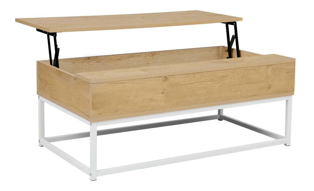 Masă de cafea Lendemain (stejar + alb) (cu sp. depozitare)