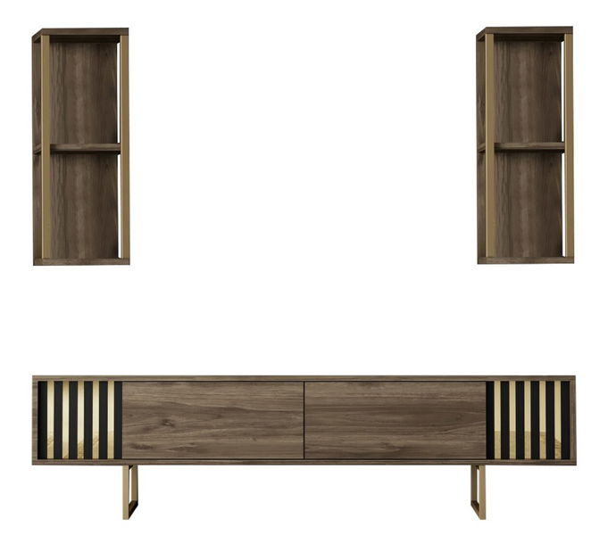 Obývacia stena Golden (orech + čierna)