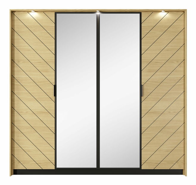 Dulap de haine Versaccio 220 (Stejar scandi + Negru)