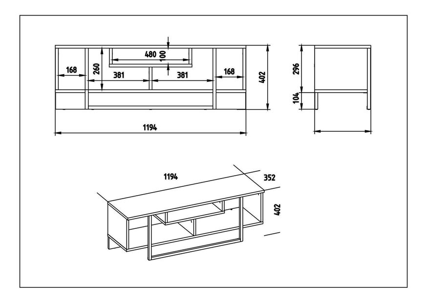 TV asztal/szekrény Aslana 120 (dió + fekete)