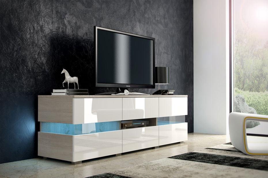 Stolić za TV Ivey (hrast sonoma svijetli + sjaj bijeli)