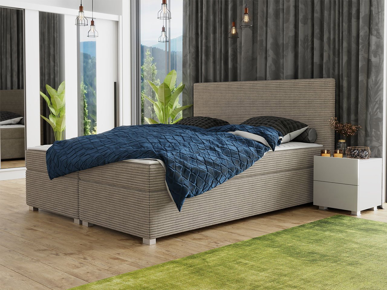 Franciaágy 160 cm Moritena (bézs) (ágyráccsal és matraccal)