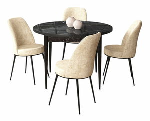 Jedálenský set Torra (mramor čierny + krémová) (pre 4 osoby)