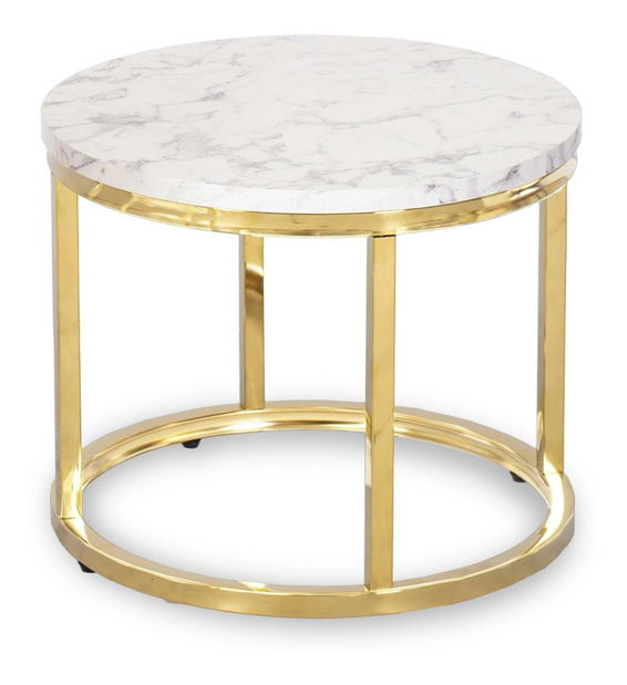 Set 2 măsuțe de cafea Oponia (marmură + auriu) 