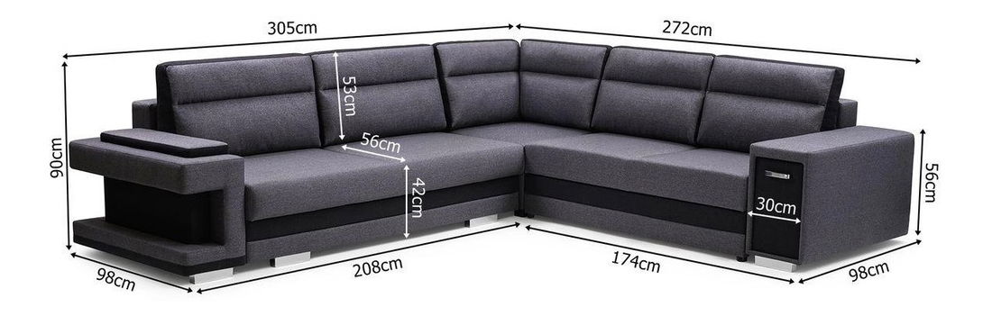 Rohová sedačka Akiko (sivá) (P)