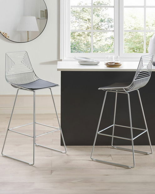 Set 2 ks barových stoličiek Bethel (strieborná)