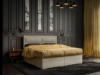 Manželská posteľ Boxspring 180 cm Menorra (svetlobéžová) (s matracom a úl. priestorom)
