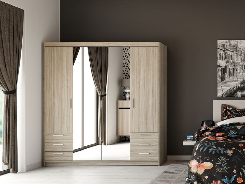 Šatníková skriňa so zrkadlom Elanor VI (dub sonoma)