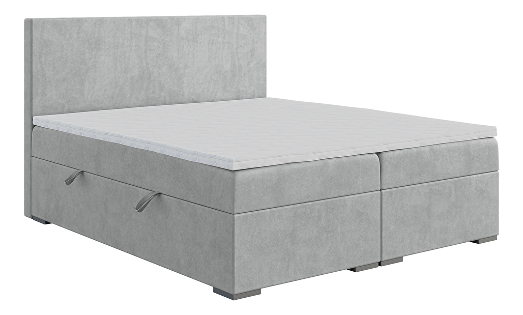 Manželská posteľ Boxspring 120 cm Lemmy (sivá) (s matracom a úl. priestorom)