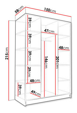 Ormar za garderobu Merpata III (kašmir + crna) (s ogledalom)