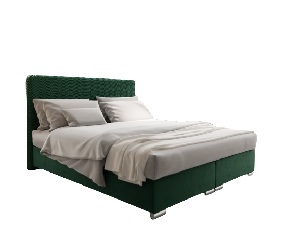 Pat matrimonial140 cm Boxspring Penarth Comfort (verde închis) (cu somieră, saltea și sp. depozitare)