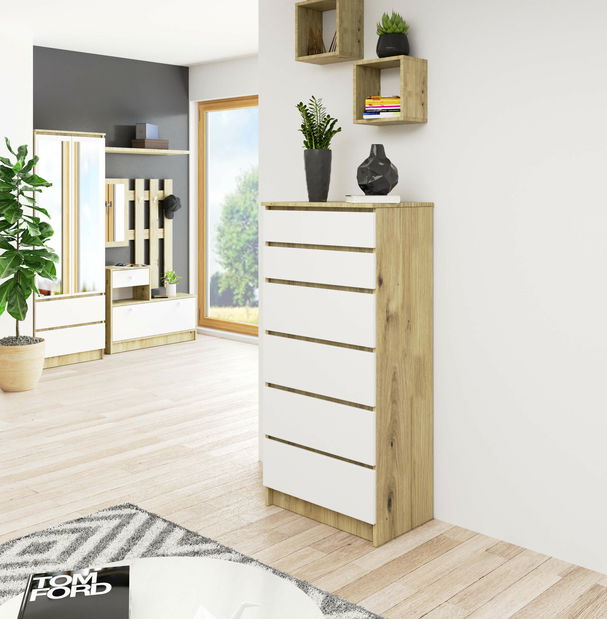 Komoda Kalista III (hrast artisan + bijela)