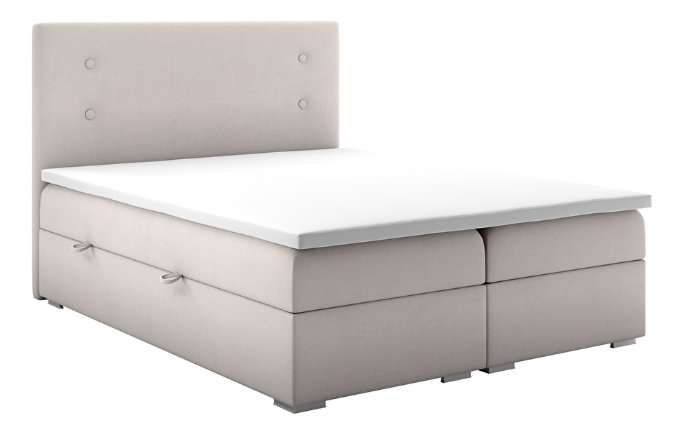 Bračni krevet Boxspring 180 cm Grini (bež) (s prostorom za odlaganje)