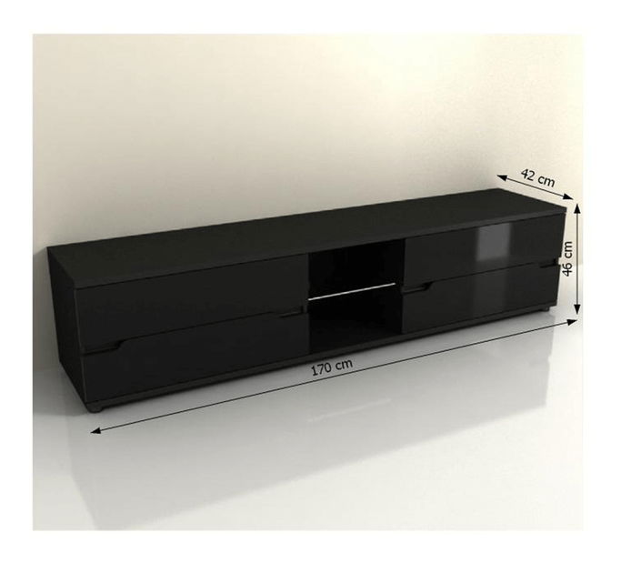 TV stolík/skrinka Aberdovey AS 30 (čierna) (s osvetlením)