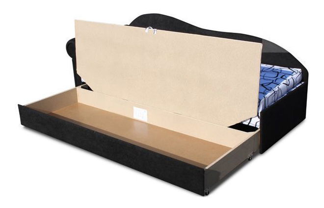 Jednolôžková posteľ (váľanda) 70 cm Lane II (Čierna 39 + Dodo 1026) (L)