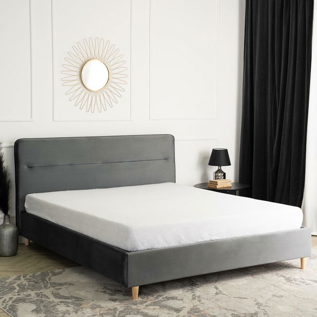 Franciaágy 160 cm Beasain (szürke) (ágyráccsal)