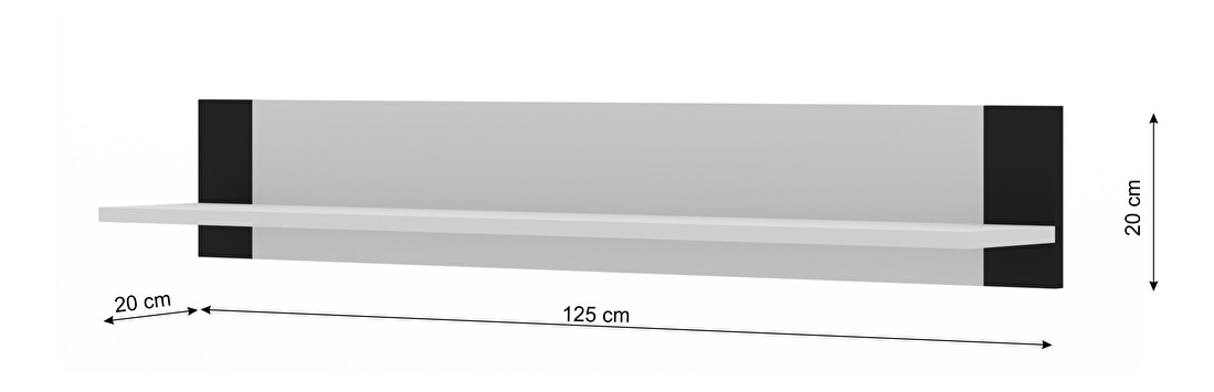 Fali polc Montana (matt fehér + matt fekete)