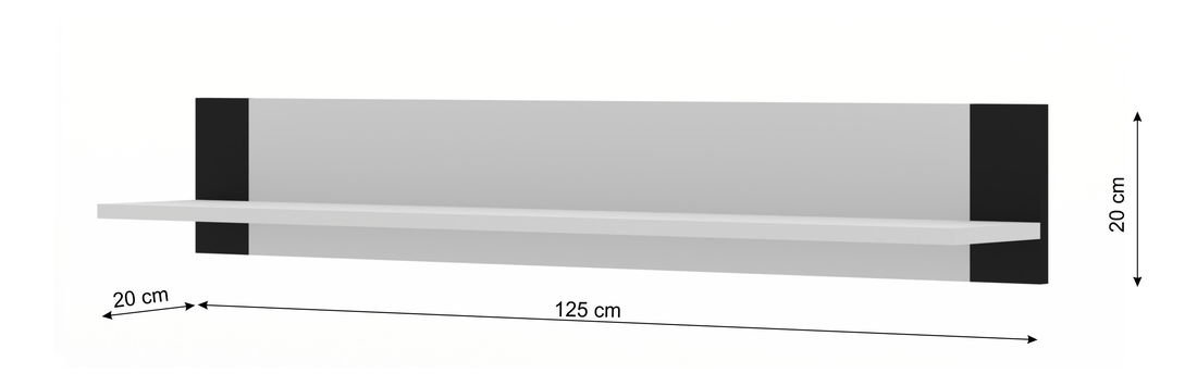 Závesná polica Montana (matná biela + matná čierna)
