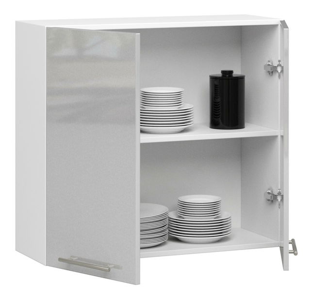 Felső konyhaszekrény Ozara W80 H720 (fehér + fényes fém) 