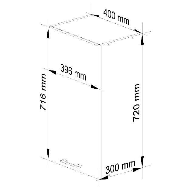 Felső konyhaszekrény Ozara W40 H720 (fehér + fényes piros)