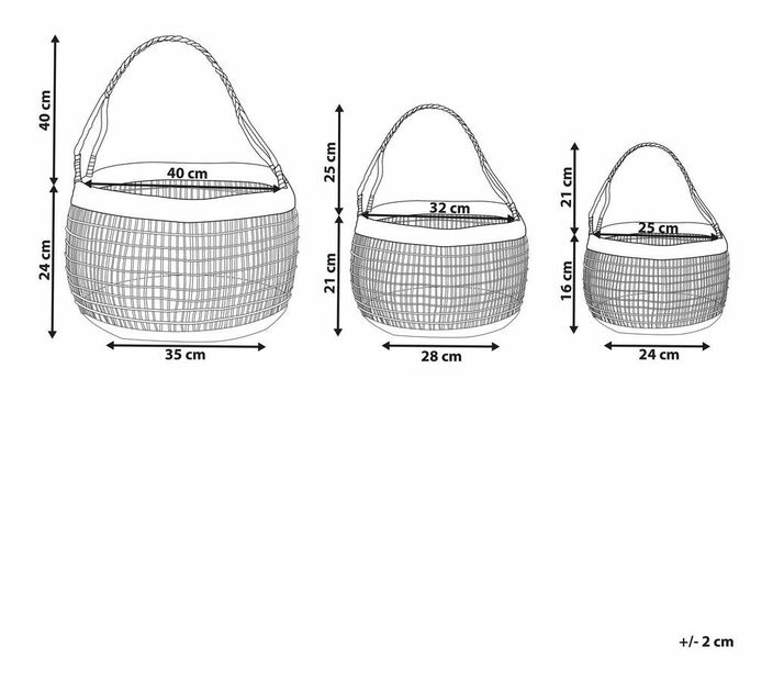 Set 3 buc coșuri Angela (bej)