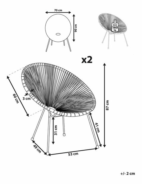 Set 2 ks. stoličiek ALVAREZ II (zelená)