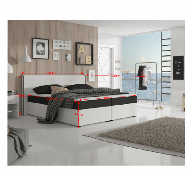 Manželská posteľ Boxspring 160 cm Namakyra Megakomfort Visco (biela + čierna) (s matracom a roštom)